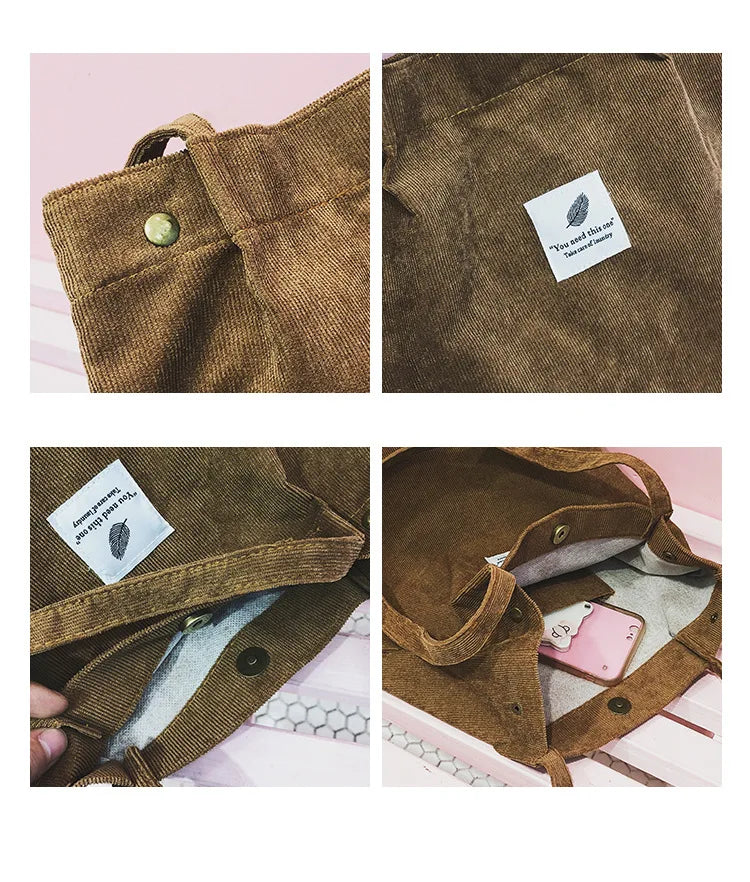 Large Capacity Flannel Tote Bag for Women, Soft Cotton Handbag