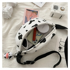 Korean INS Cow Canvas Chest Bag Harajuku Wild Girl Student Messenger Bag