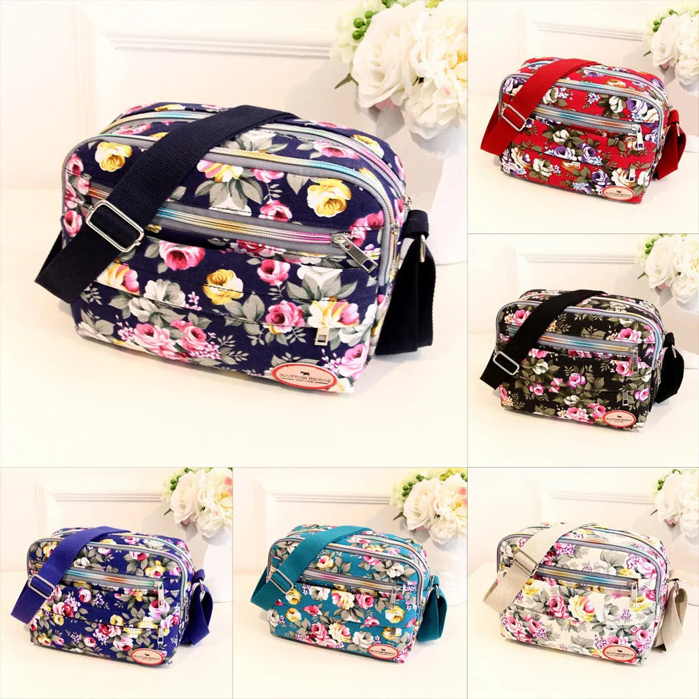 Canvas Lady Folk Tread Print Bucket Shoulder Crossbody Bag