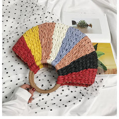 Women Tote Bag Weave Patchwork Beach Bag