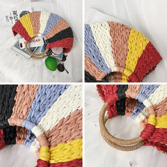 Women Tote Bag Weave Patchwork Beach Bag