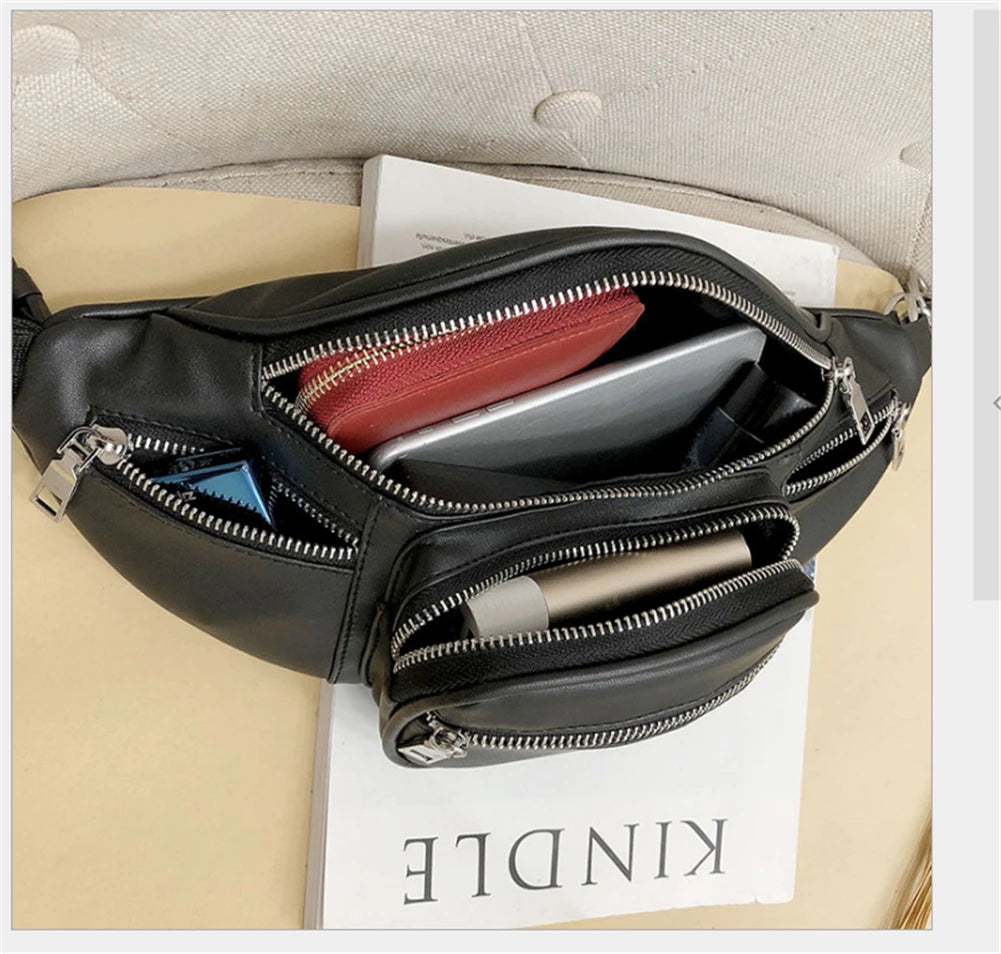 Large Leather Fanny Pack Waist Belt Bag Hip Pouch Travel bags