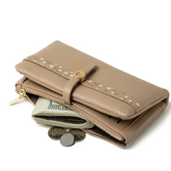 Women's Long Wallet and Pu Zipper Buckle Folding Handbag Wallet