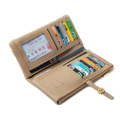 Women's Long Wallet and Pu Zipper Buckle Folding Handbag Wallet