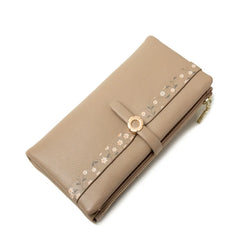 Women's Long Wallet and Pu Zipper Buckle Folding Handbag Wallet