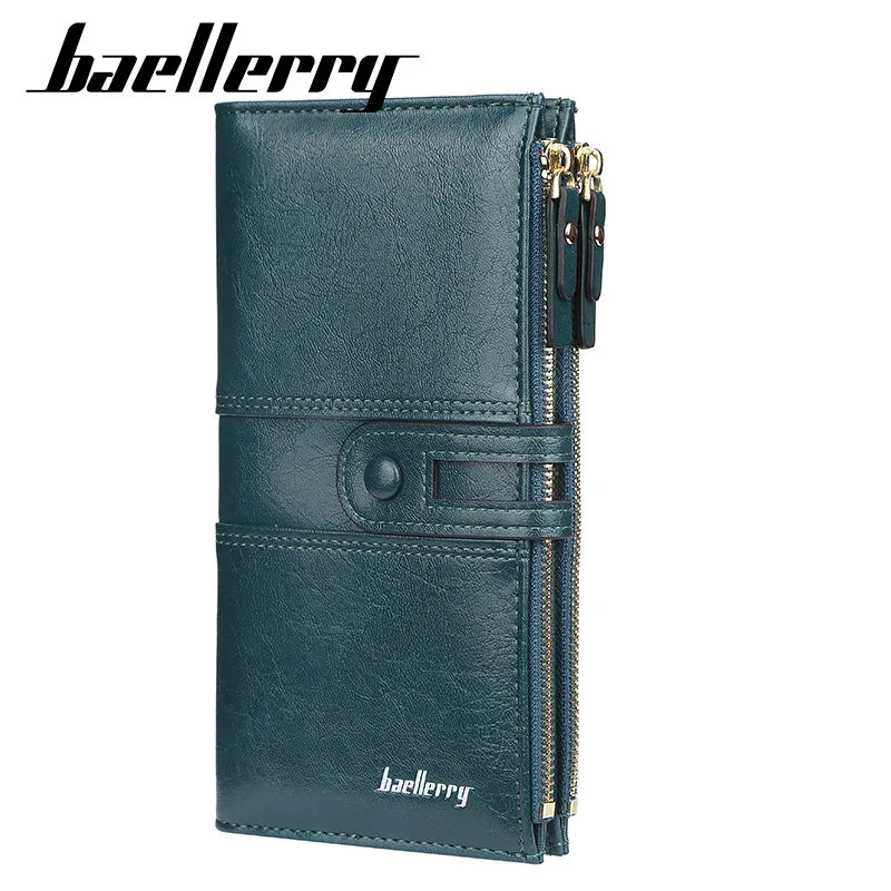 Women's Large Capacity Long Wallet Oil Wax Skin