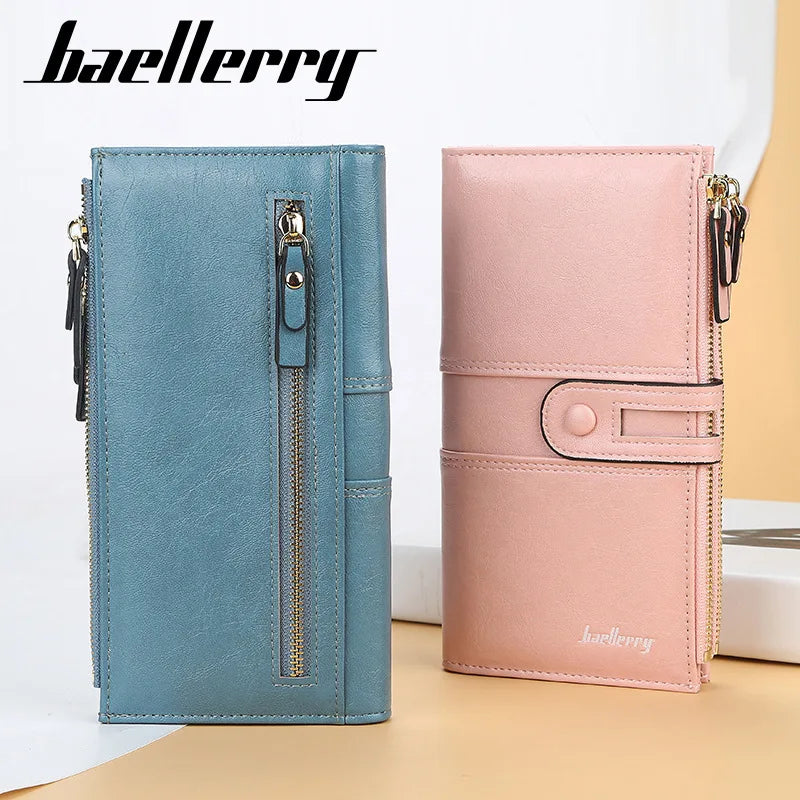 Women's Large Capacity Long Wallet Oil Wax Skin