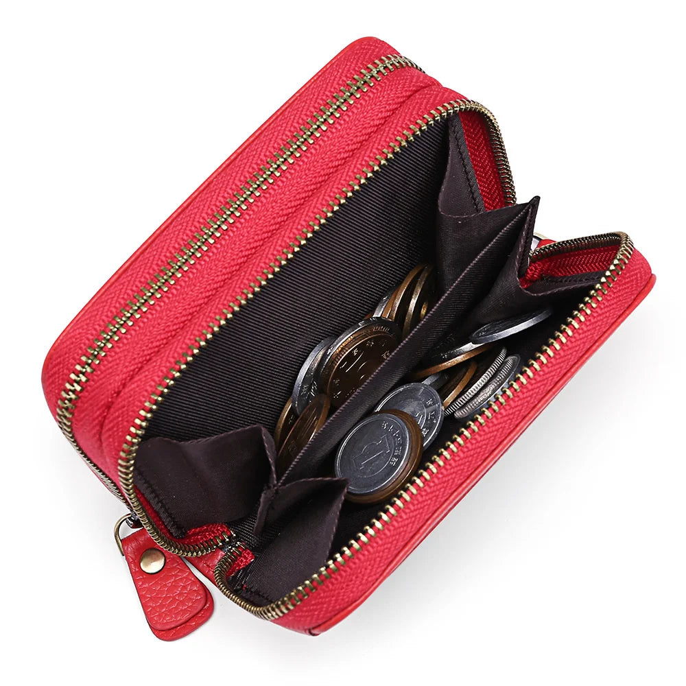 Women's RFID Antimagnetic Leather Card Bag Large Capacity