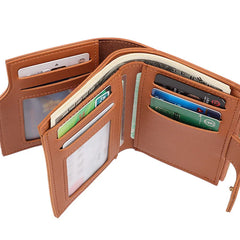 Women's Leather Wallet Short Three Fold Zipper Slim