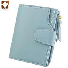 Women's Leather Wallet Short Three Fold Zipper Slim
