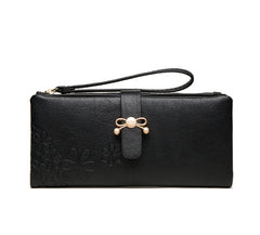 Women's Long Wallet Zipper Card Bag with Wrist Strap